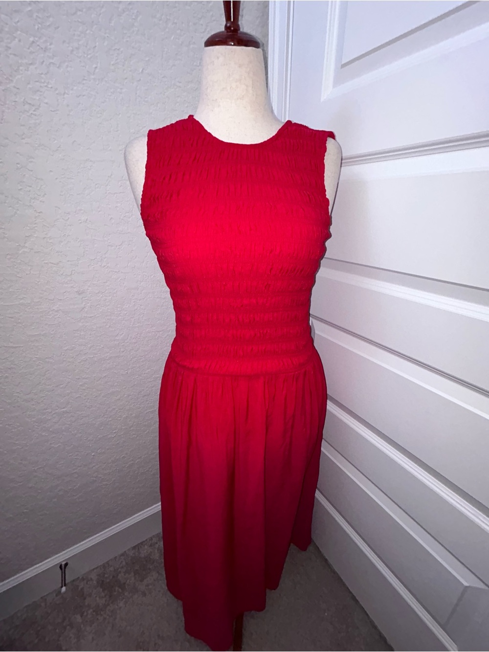 MNG Mango Maya Smocked Sleeveless Midi Maxi Dress